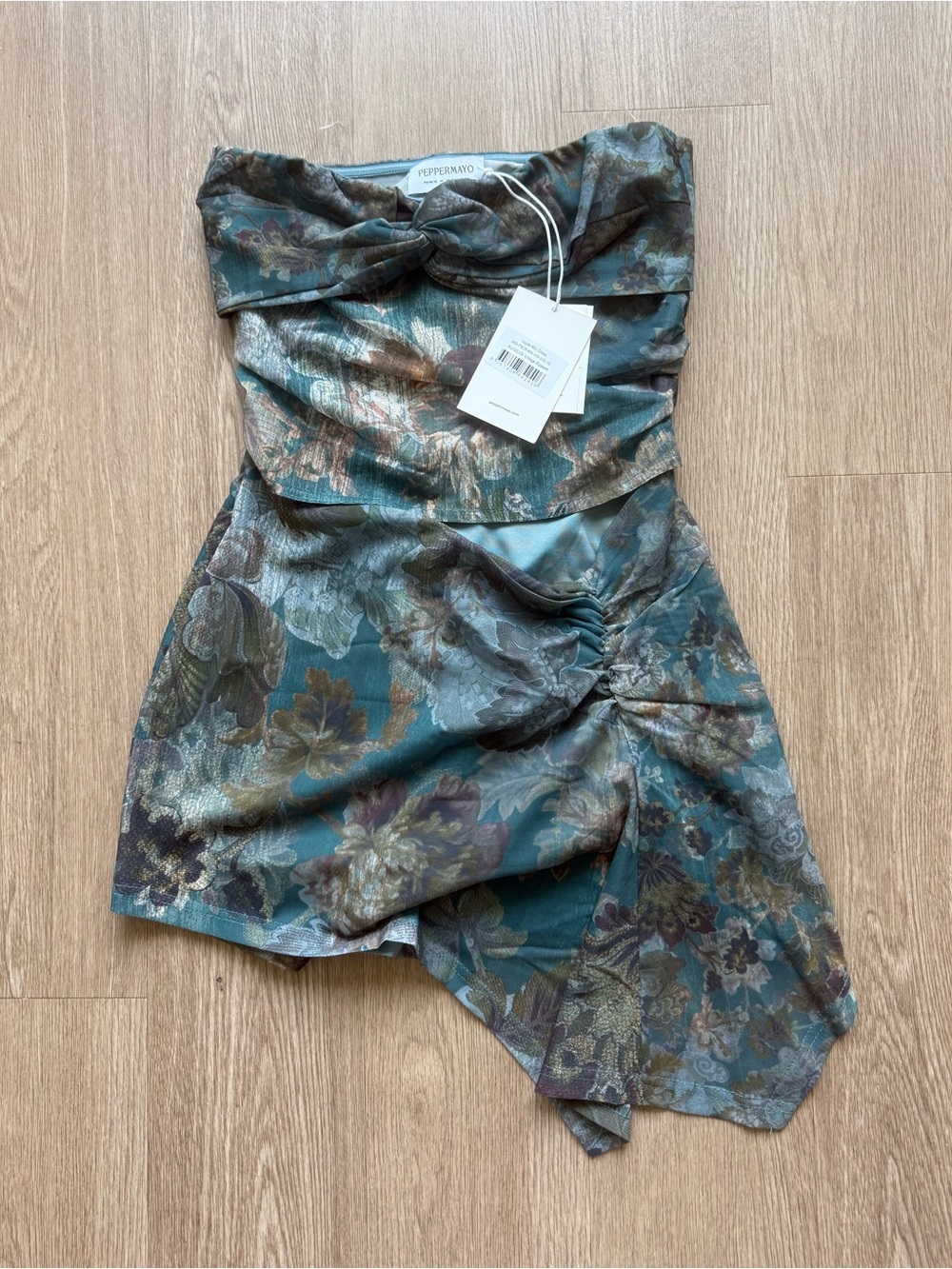 Peppermayo Teal Floral Mini Dress
